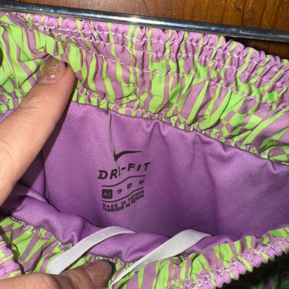Nike Air Women's Lime Green and Lavender Shorts - Picture 3 of 3